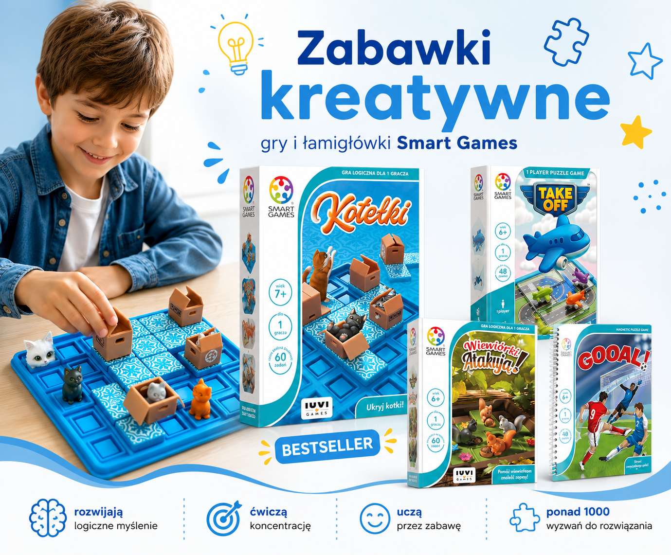 Gry umysłowe IQ Smart Games dla dzieci i dorosłych